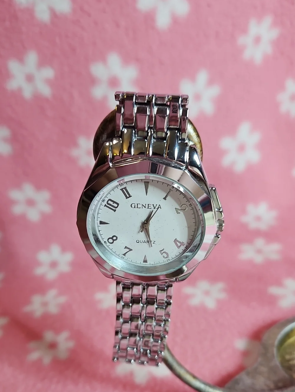 Geneva Silver White Dial Men's Bracelet Watch